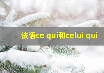 法语ce qui和celui qui